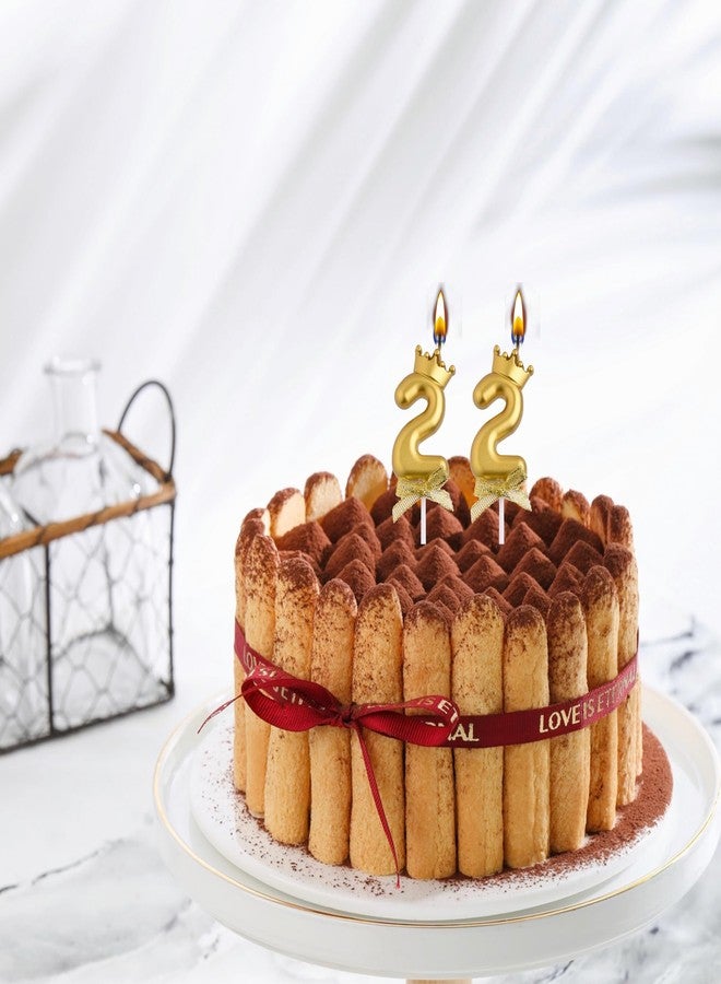VSHILI 22nd Birthday Candles, Gold 22 Year Old Number Birthday Candles, Happy Birthday Party Cake Topper Decoration Gifts for Women Men - Image 4